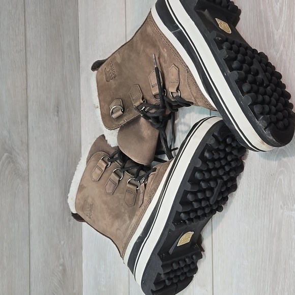 Sorel Mens 40179 Leather Insulated Line Duck Rubber Winter Boots Shoes Sz 9 - Picture 10 of 13